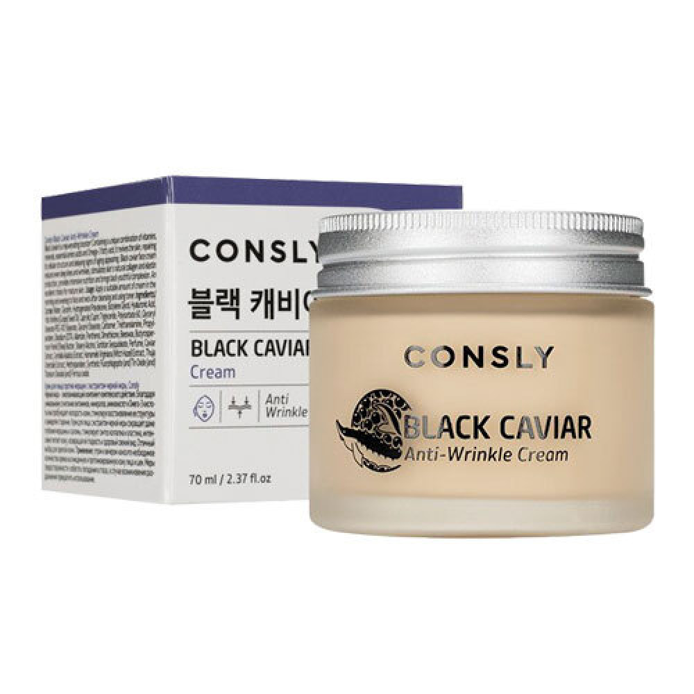  Consly Крем для лица против морщин с экстрактом черной икры Black Caviar Anti-Wrinkle Cream 70ml - фото