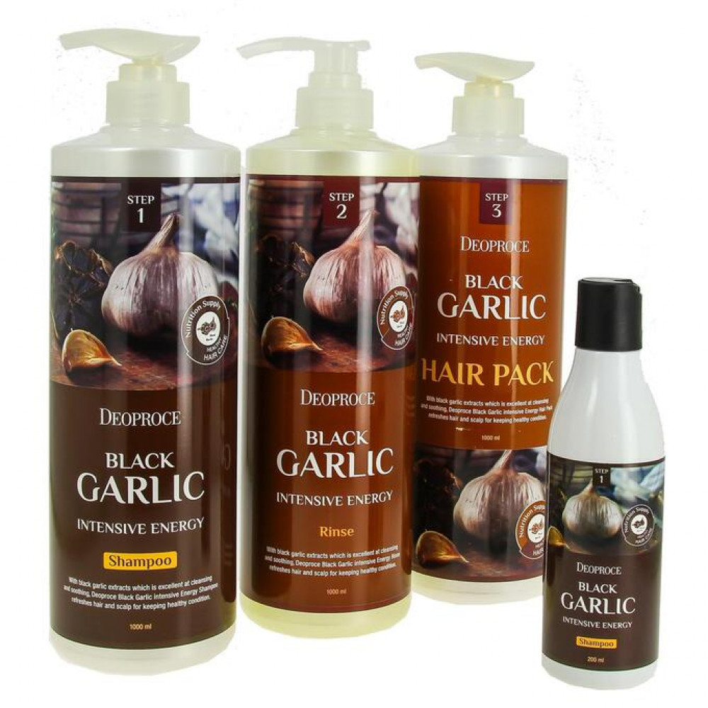 Шампунь против выпадения волос с экстрактом чёрного чеснока Deoproce Black Garlic Intensive Energy Shampoo-1000ml. - фото2
