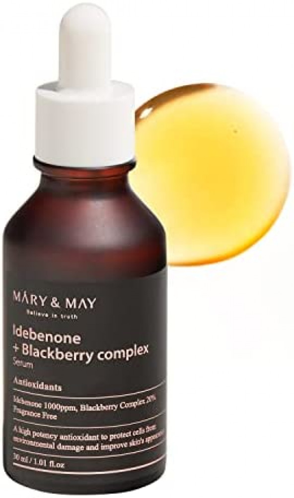 Антиоксидантная сыворотка с идебеноном и черным ягодным комплексом Mary&May Idebenone+Blackberry Complex Serum(30 мл) - фото3