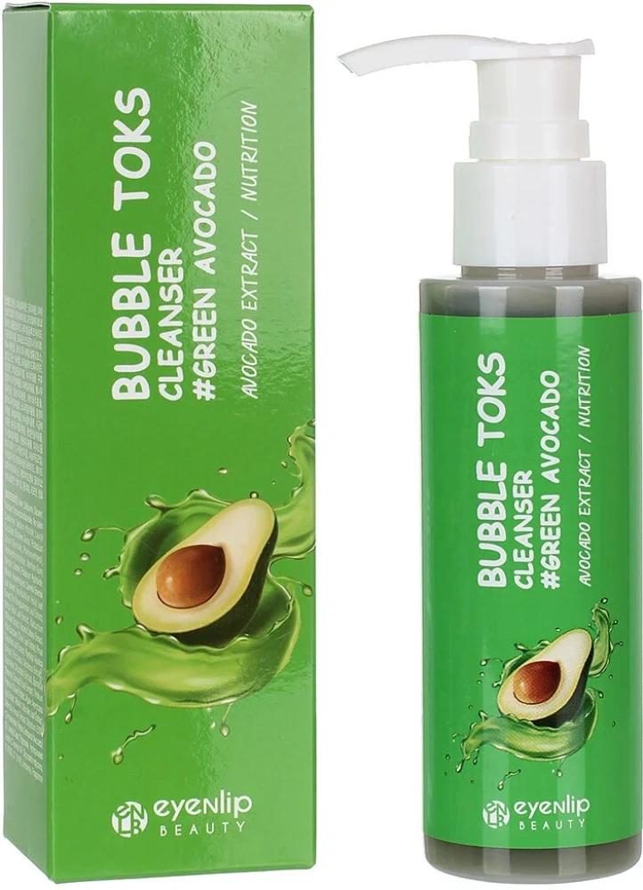 Пенка для лица кислородная с маслом авокадо Eyenlip Green Avocado Bubble Toks Cleanser 100ml - фото2