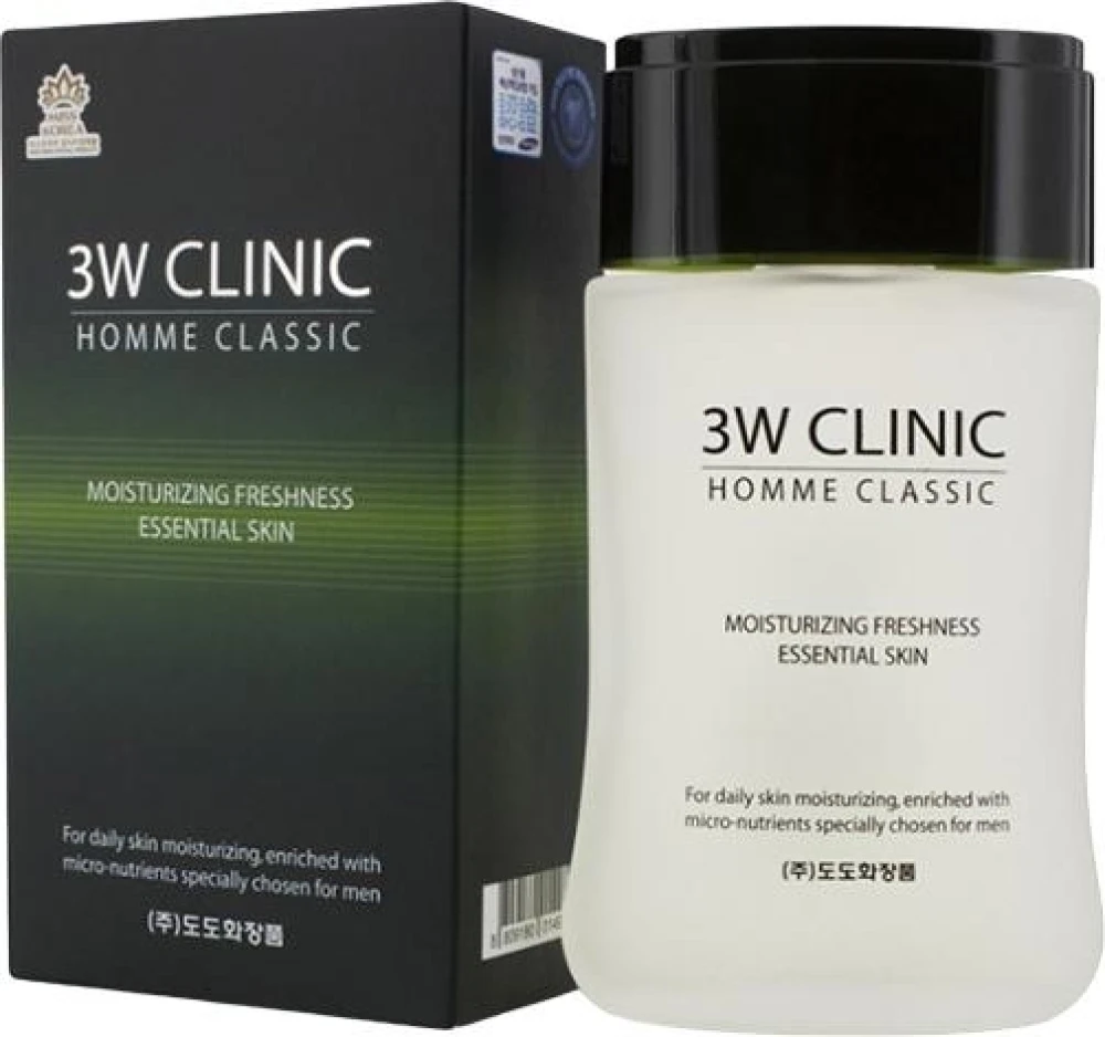 3W CLINIC Тонер для мужской кожи лица увлажняющий HOMME CLASSIC MOISTURIZING FRESHNESS ESSENTIAL SKIN 150ml - фото2