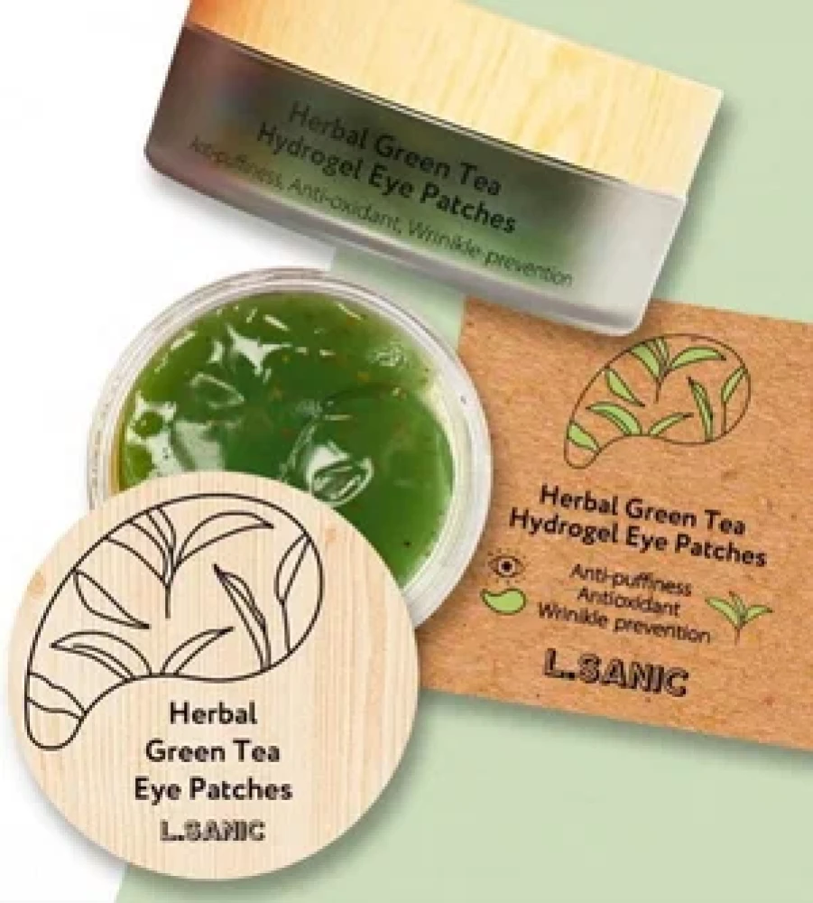 L.Sanic Патчи гидрогелевые с экстрактом зеленого чая Herbal Green Tea Hydrogel Eye Patches  60 шт - фото2