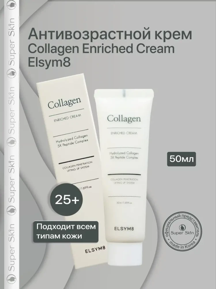 Лифтинг-крем восстанавливающий с коллагеном и пептидами ELSYM8 Collagen Enriched Cream 50ml - фото2