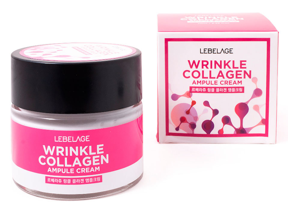 Ампульный крем для лица с коллагеном LEBELAGE Wrinkle Collagen Ampule Cream 70 мл - фото