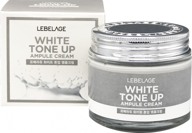 Ампульный крем для лица с молочными протеинами LEBELAGE White Tone Up Ampule Cream 70 мл - фото