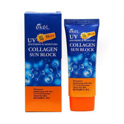 Солнцезащитный крем с коллагеном EKEL Soothing & Moisture Collagen Sun Block SPF50 PA+++ - фото