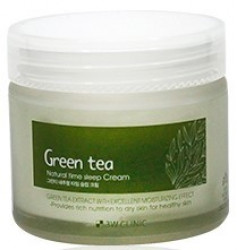 Увлажняющий ночной крем с зеленым чаем 3W Clinic Green Tea Natural Time Sleep Cream 70 гр. - фото
