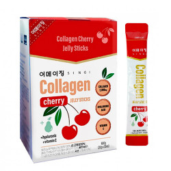 Коллагеновое желе с вишней и витамином C Singi Collagen Cherry Jelly Sticks 1 упаковка (30 стиков) - фото
