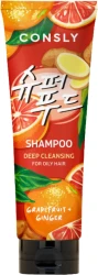 Consly Шампунь глубокоочищающий с экстрактами грейпфрута и имбиря Grapefruit Ginger Shampoo For Deep Cleansing Freshness 250ml - фото