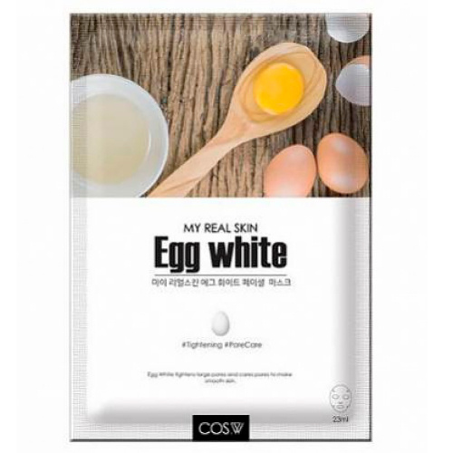 Тканевая маска COS.W My Real Skin Egg White Facial Mask(23 мл)/ сужение пор - фото