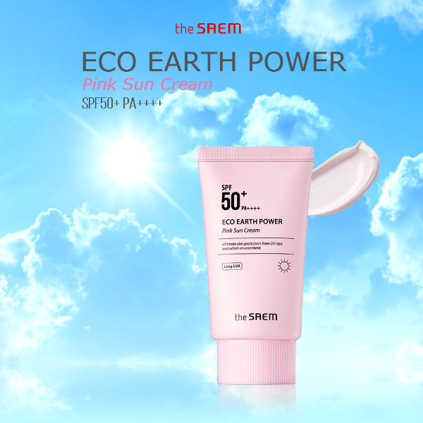 Солнцезащитный крем для проблемной кожи The Saem Sun Eco Earth Pink Sun Cream SPF50+ PA++++ 50ml - фото2