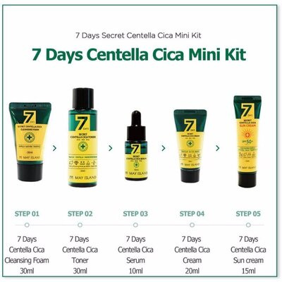 Набор миниатюр для проблемной кожи may island 7 days secret centella cica mini kit 5 set  - фото3