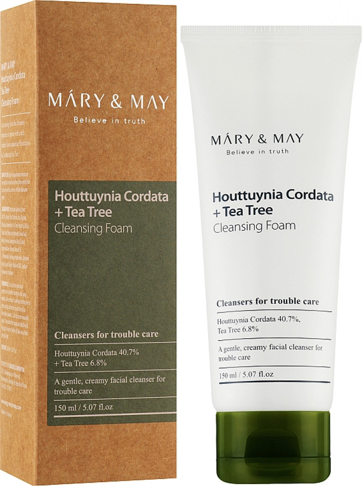 Очищающая пенка для проблемной кожи Mary & May Houttuynia Cordata+Tea Tree Cleansing Foam 150 мл - фото2