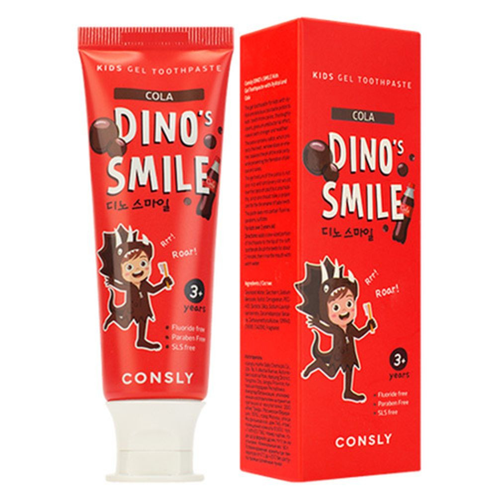 Consly Паста зубная гелевая детская Dino's Smile с ксилитом и вкусом колы 60г  - фото2