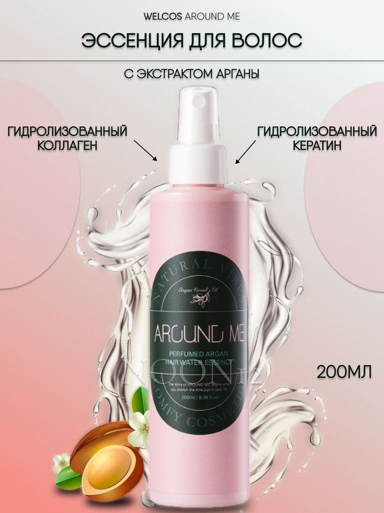 Парфюмированный спрей для укладки волос Around Me Perfumed Argan Hair Water Spray 200ml - фото2