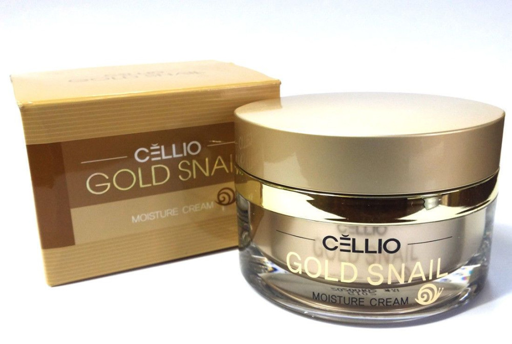 Крем для лица с золотом и слизью улитки CELLIO GOLD SNAIL MOISTURE CREAM 50ml - фото