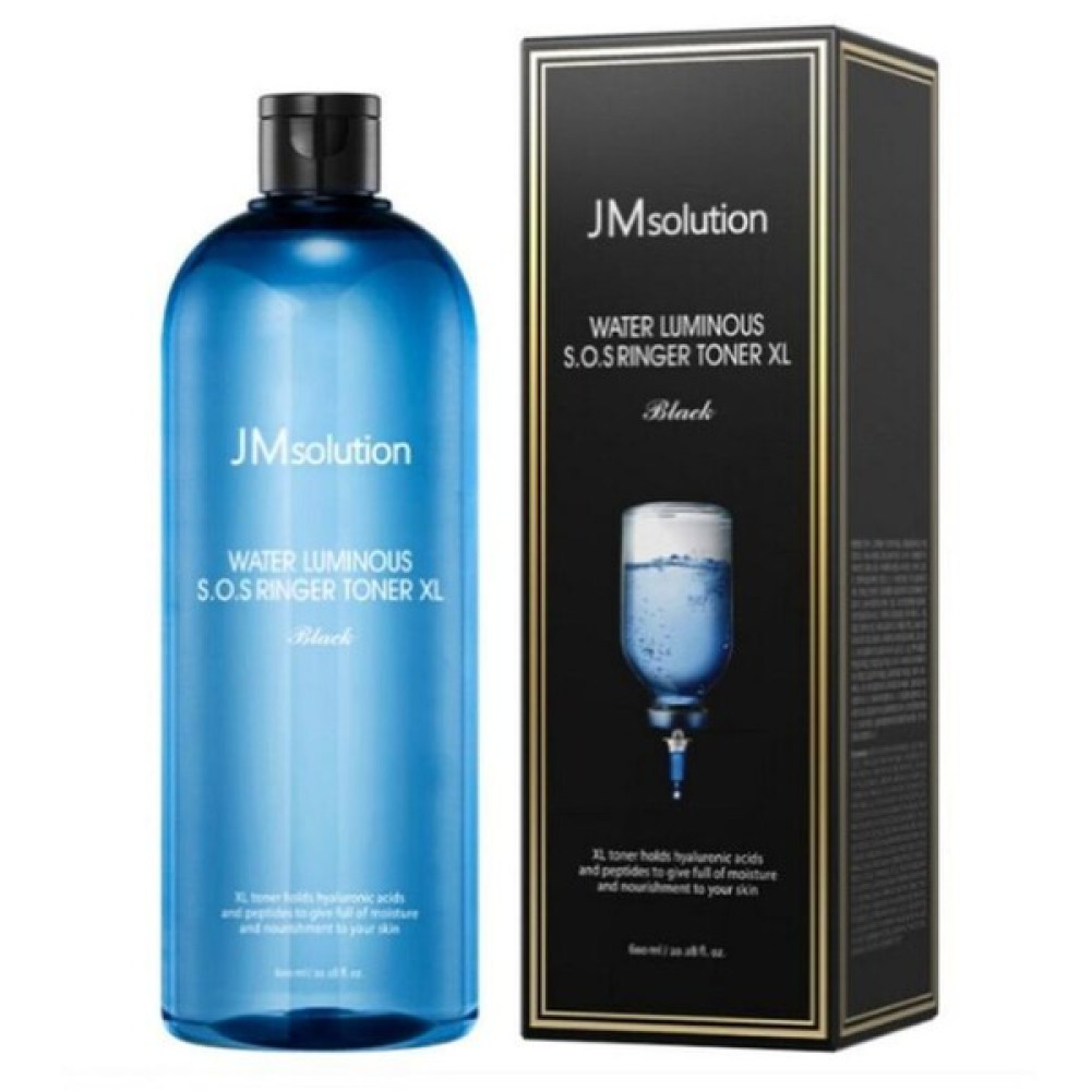 Глубоко увлажняющий тоник для лица с аквасилом JMSOLUTION Water Luminous S.O.S Ringer Toner XL Black 600мл - фото