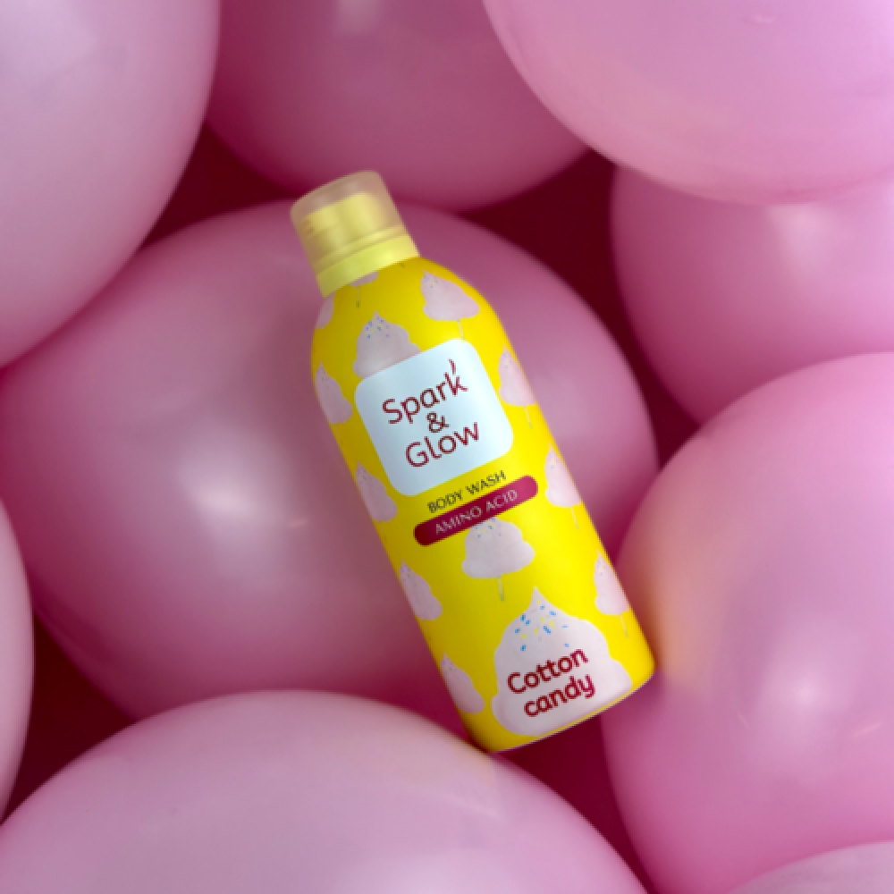 Гель-пена для душа с ароматом сладкой ваты Spark&Glow Cotton candy body wash, 350мл - фото2