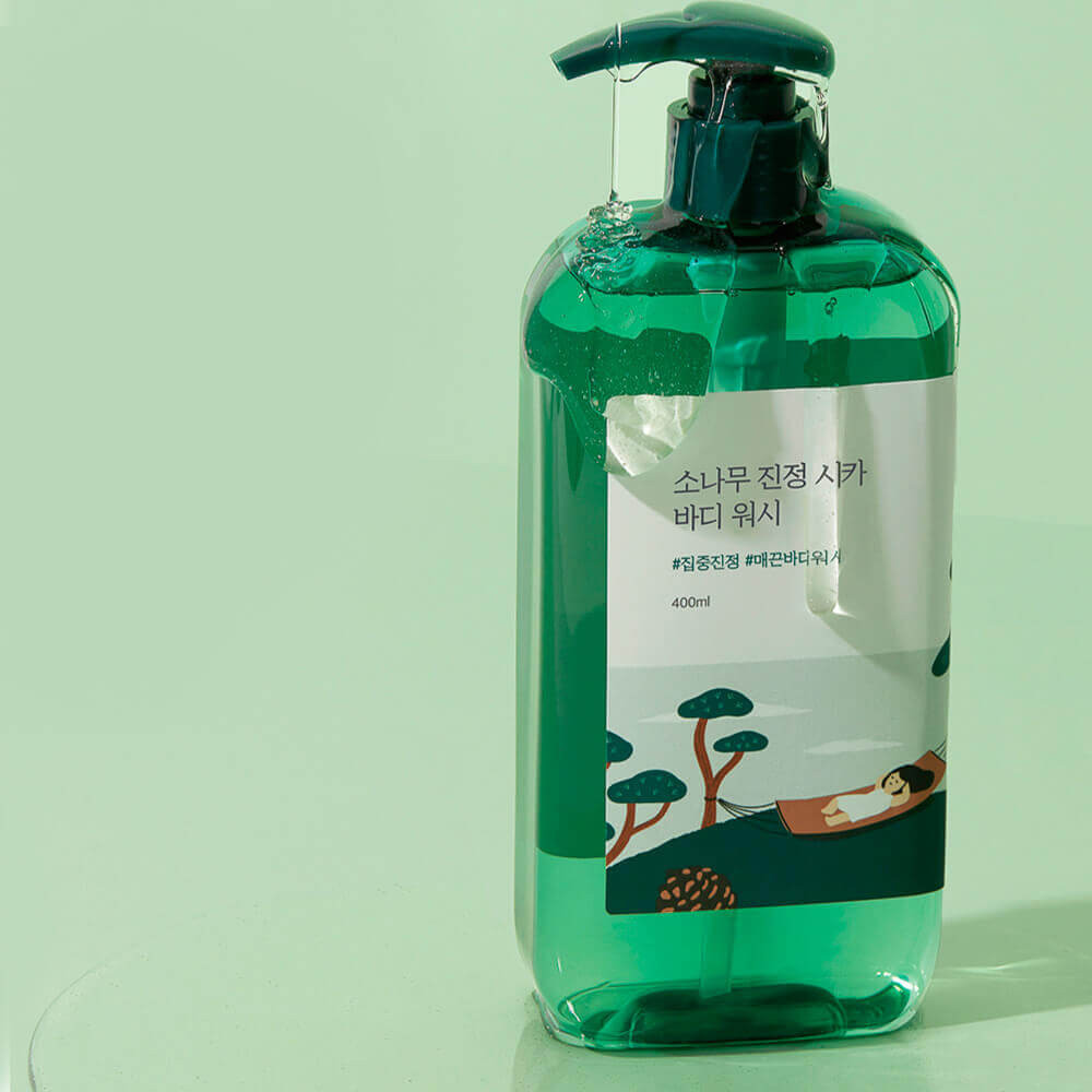 Гель для душа успокаивающий с экстрактами сосны и центеллы Round Lab Pine Calming Cica Body Wash 400ml - фото