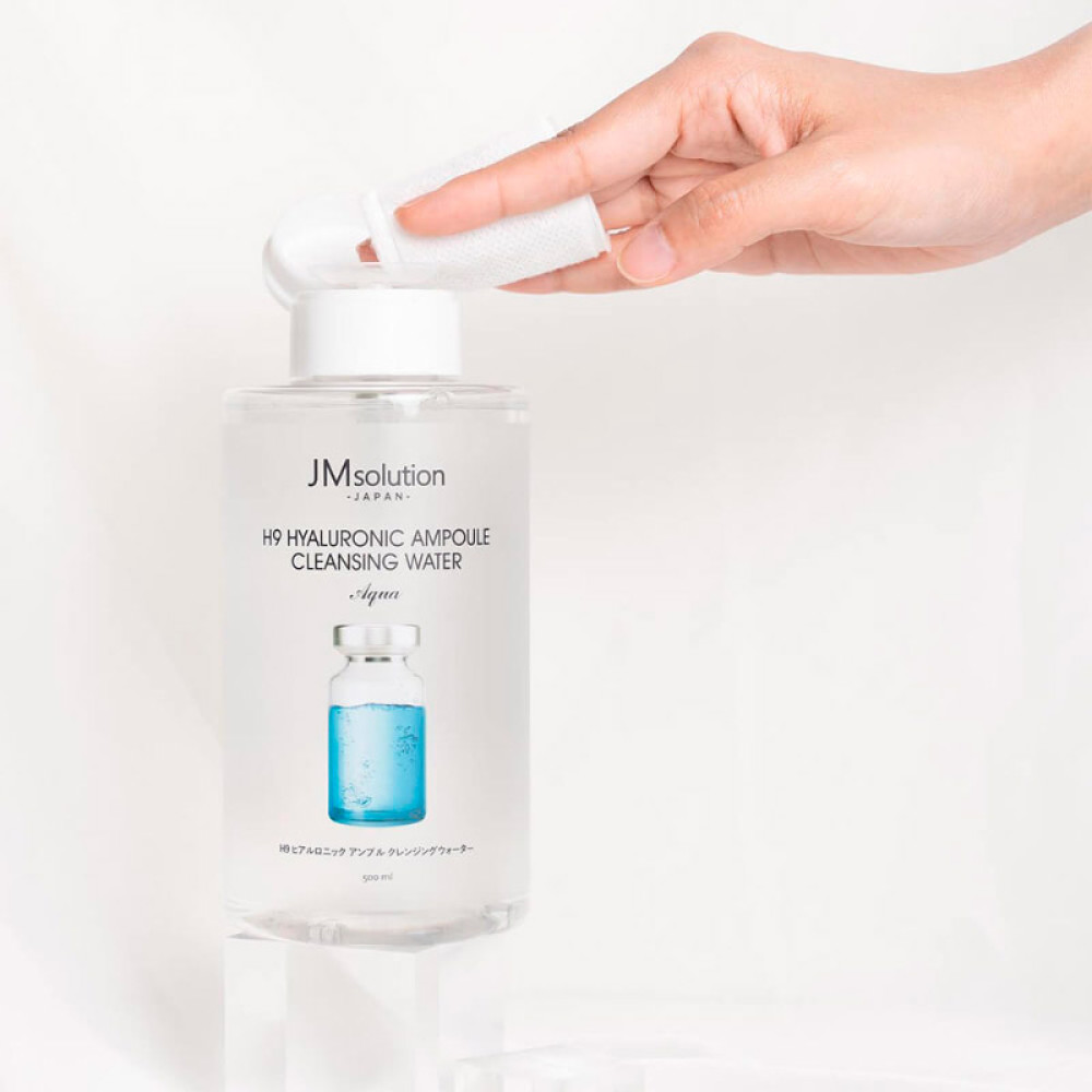 Увлажняющая мицеллярная вода JMSOLUTION H9 Hyaluronic Ampoule Cleansing Water Aqua 500ml - фото2