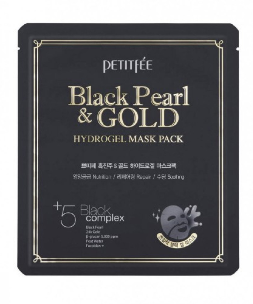 PETITFEE Гидрогелевая маска  ЖЕМЧУГ и ЗОЛОТО Black Pearl & Gold Hydrogel Mask Pack - фото