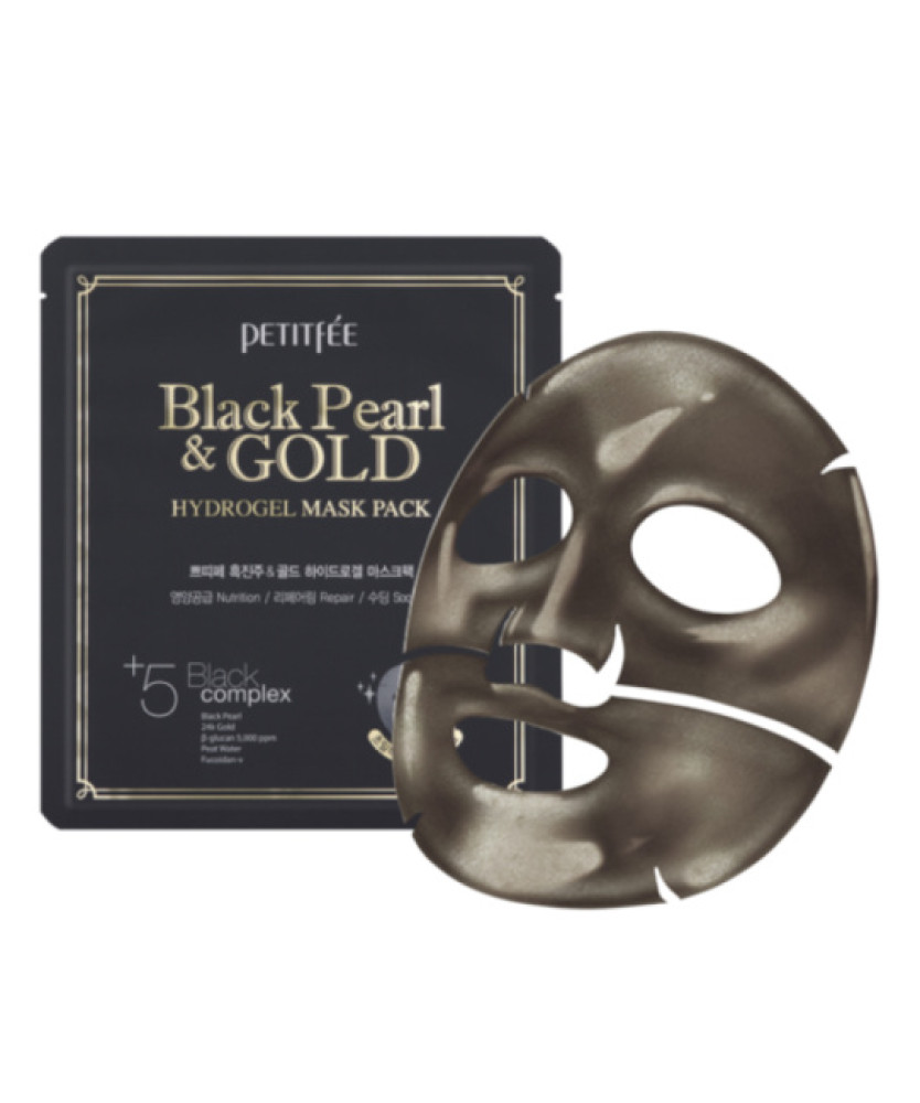 PETITFEE Гидрогелевая маска  ЖЕМЧУГ и ЗОЛОТО Black Pearl & Gold Hydrogel Mask Pack - фото2