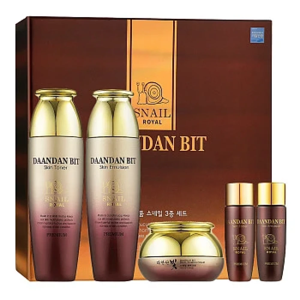 Набор уходовый для лица с улиткой Jigott Daandan Bit Royal Premium Snail 3Set - фото