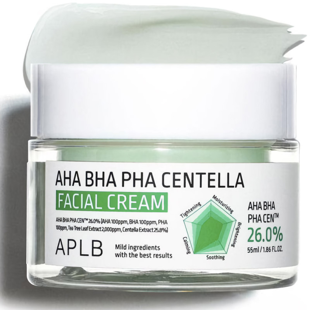 APLB Крем для лица с центеллой и кислотами AHA BHA PHA CENTELLA FACIAL CREAM 55мл - фото2