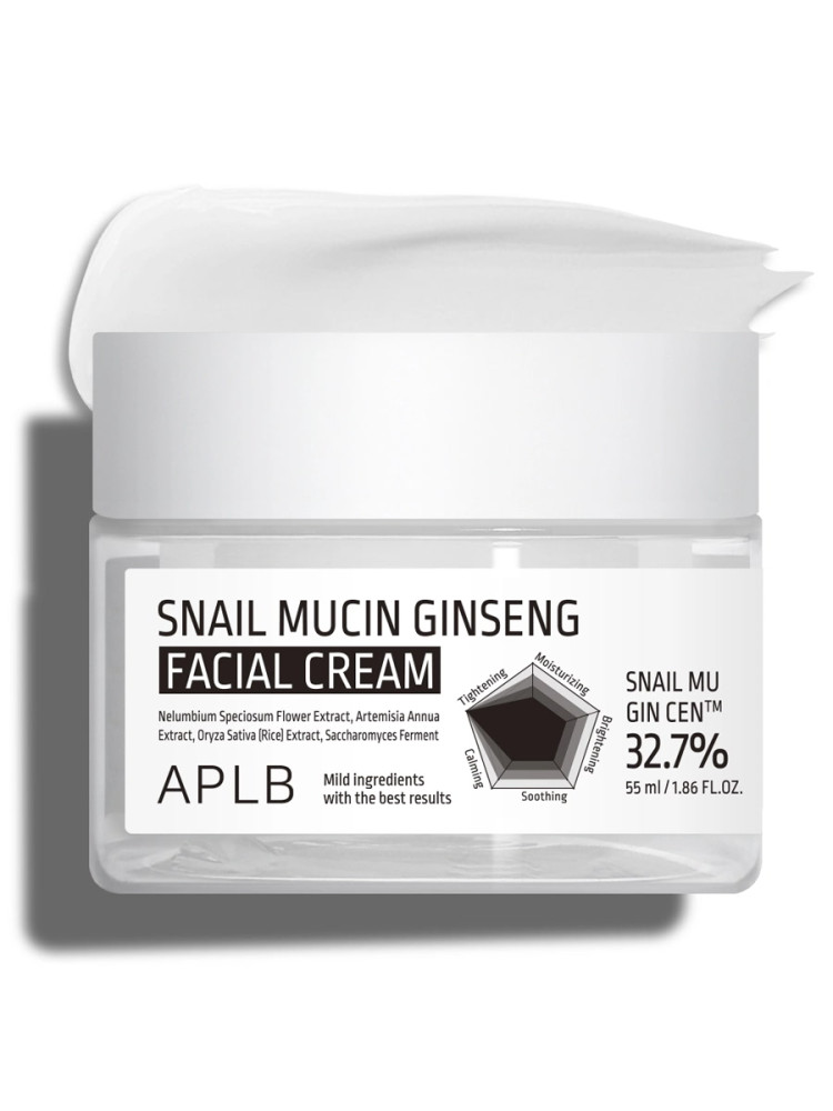 APLB Крем для лица с женьшенем и улиткой SNAIL MUCIN GINSENG FACIAL CREAM 55 мл - фото