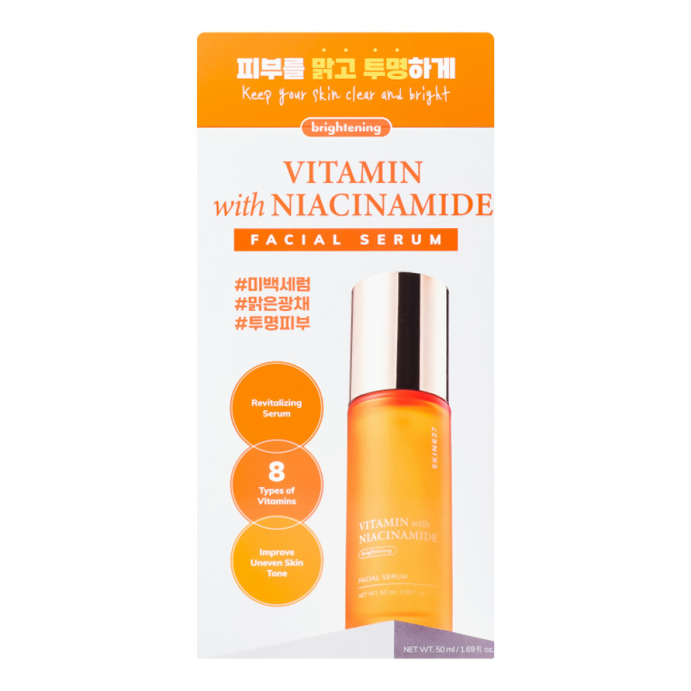 SKIN627 Сыворотка для лица с витаминами и ниацинамидом Vitamin With Niacinamide Brightening Facial Serum 50мл - фото
