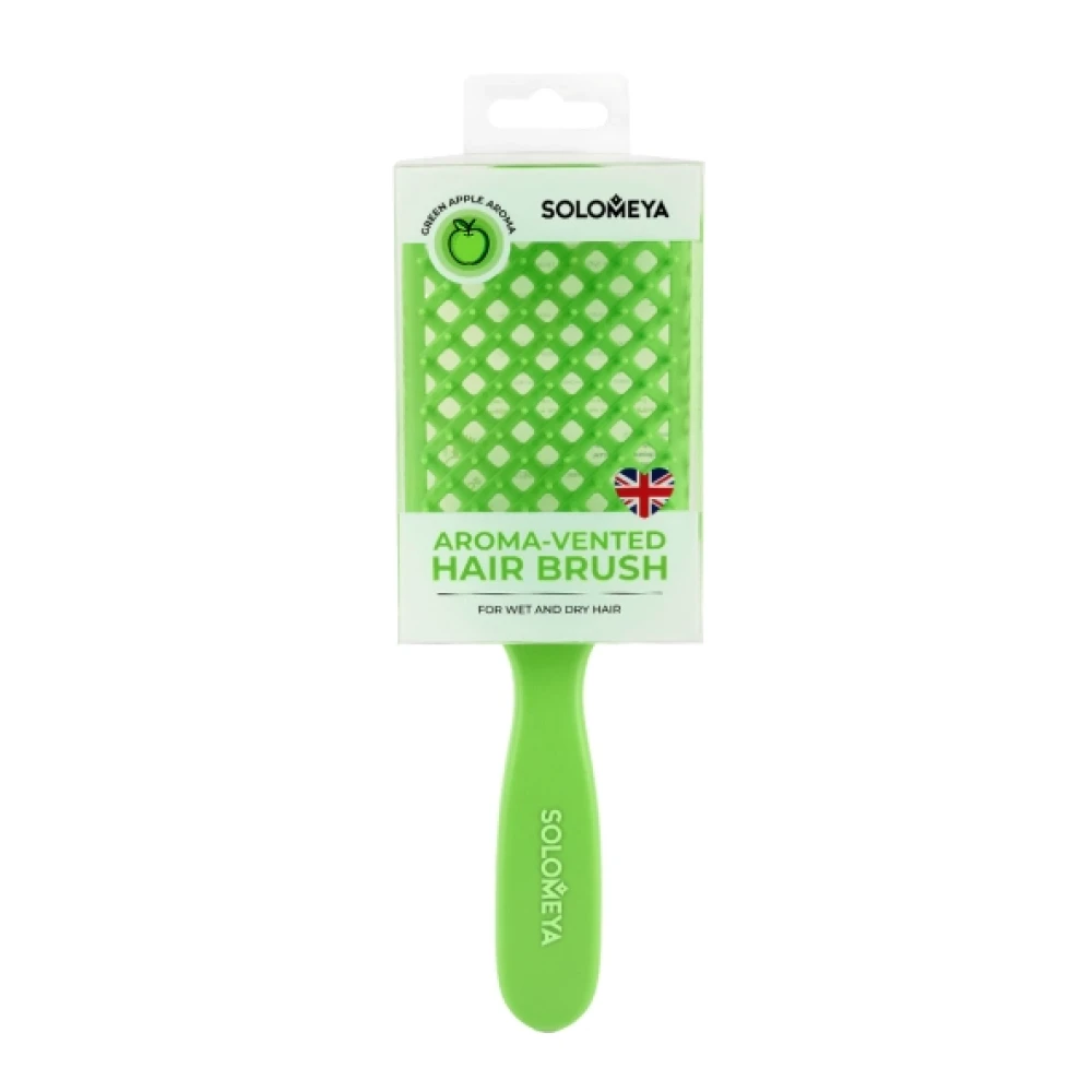 SOLOMEYA Расческа вентилируемая для волос с ароматом Зеленое Яблоко Aroma-Vented Hair Brush "Green Apple" - фото3