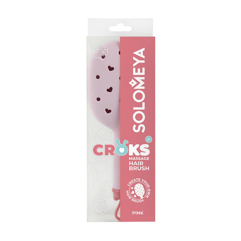 Массажная расческа для волос с отверстиями для джиббитсов SOLOMEYA Croks Massage Hair Brush Pink Розовый - фото2