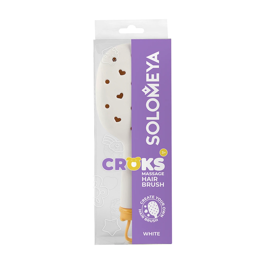 Массажная расческа для волос с отверстиями для джиббитсов SOLOMEYA Croks Massage Hair Brush White Белый - фото2