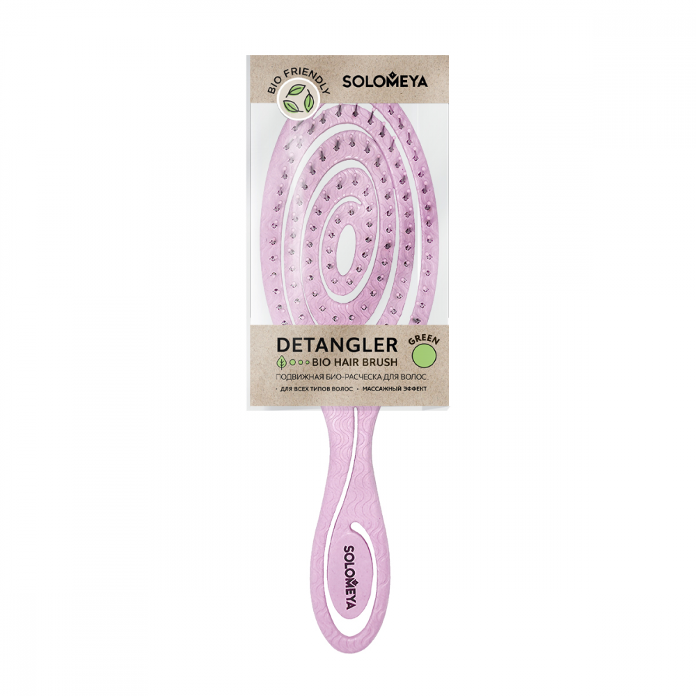 Расческа для волос подвижная SOLOMEYA Detangling bio hair brush Light pink  Светло-розовая - фото