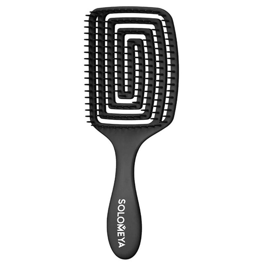 Расческа для сухих и влажных волос c ароматом SOLOMEYA "Виноград" Wet Detangler Brush Paddle Grape Черная - фото