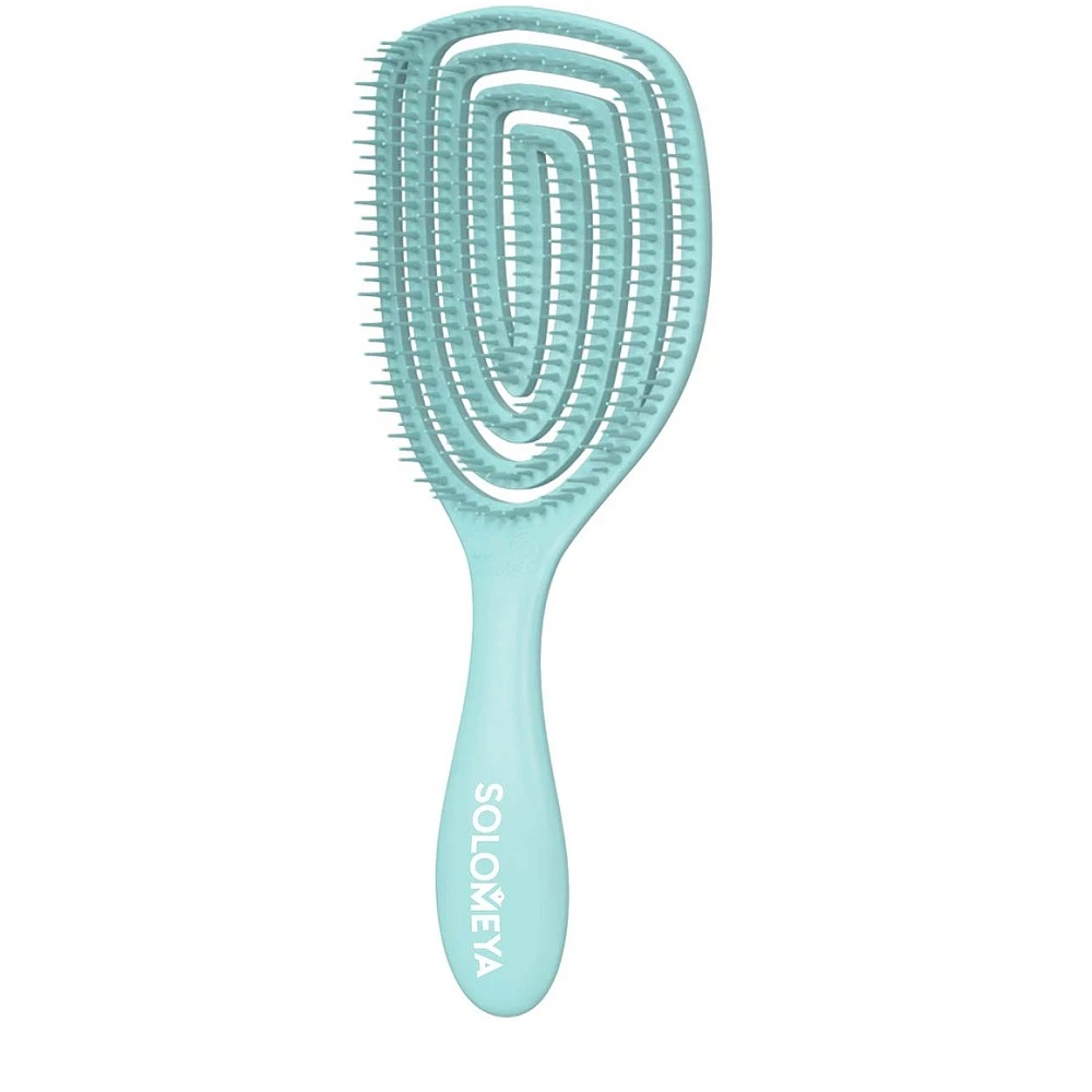 Расческа для сухих и влажных волос с ароматом SOLOMEYA "Жасмин" Wet Detangler Brush Oval Jasmine Бирюзовая - фото