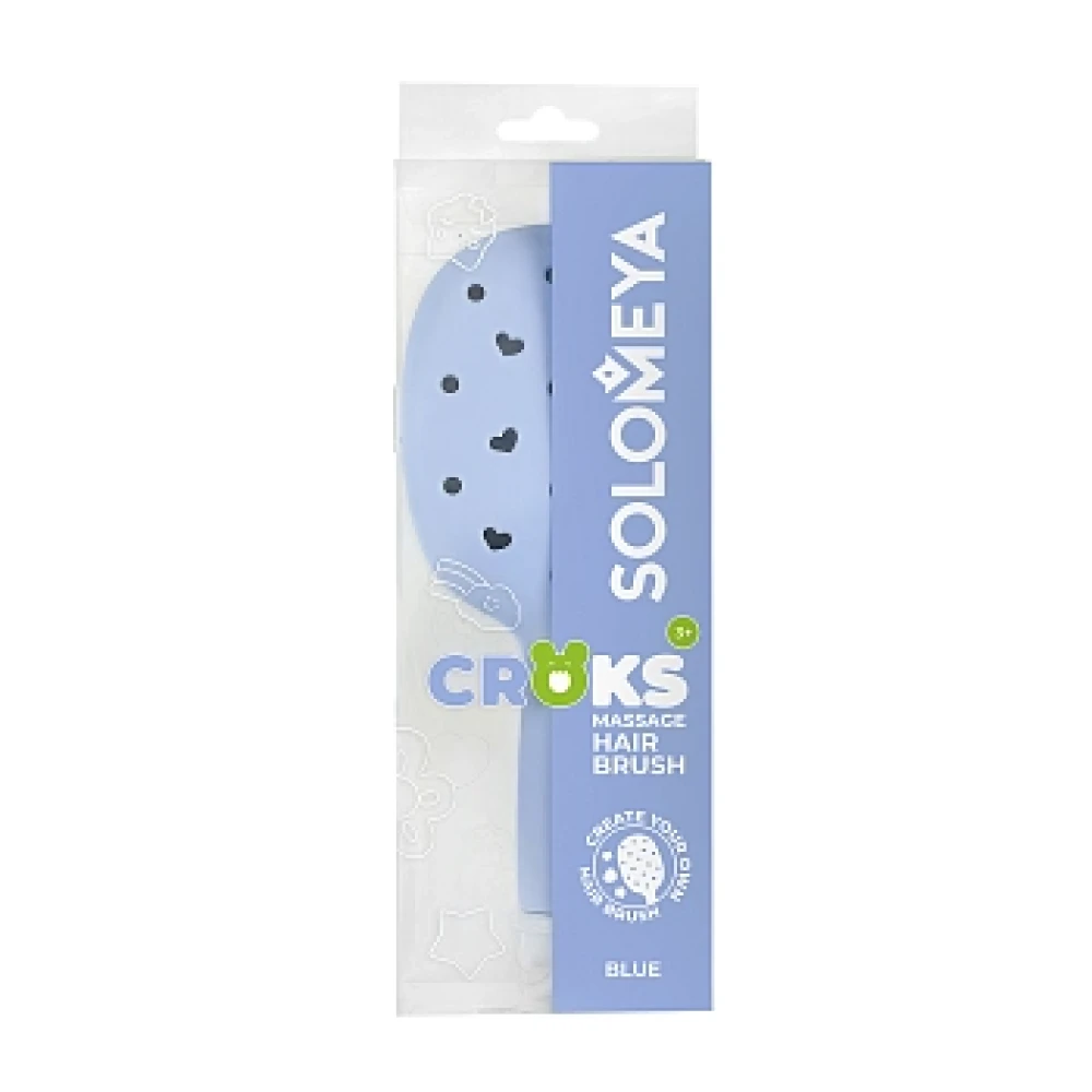 Массажная расческа для волос с отверстиями для джиббитсов SOLOMEYA Croks Massage Hair Brush Blue Голубой - фото2