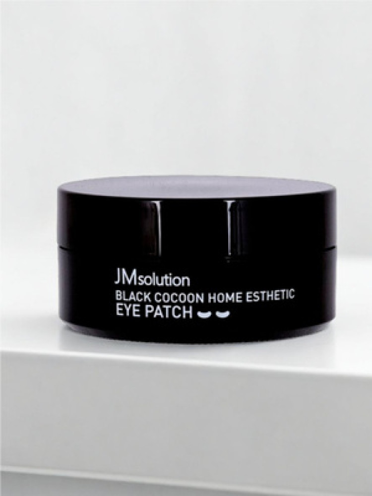 Патчи гидрогелевые с экстрактом шёлка JMSOLUTION Black Cocoon Home Esthetic Eye Patch 90гр - фото