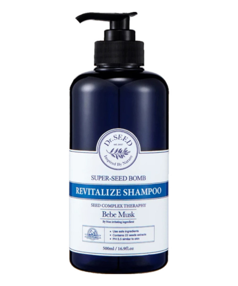 Восстанавливающий шампунь для волос Dr.SEED Super Seed Bomb Revitalize Shampoo Bebe Musk 500мл - фото