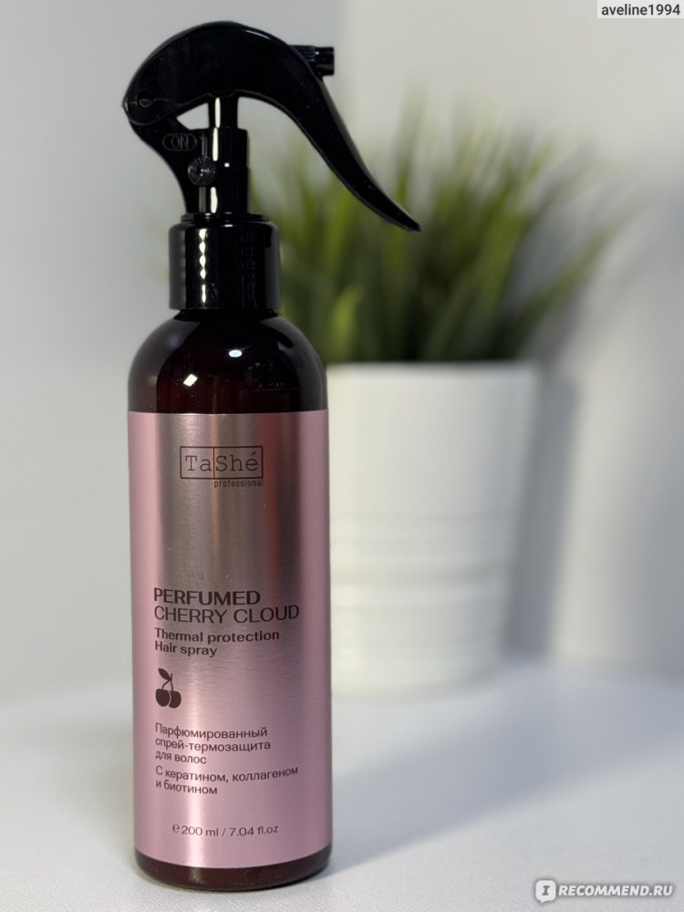 Парфюмированный спрей-термозащита для волос Tashe professional Cherry cloud perfumed thermal protection hair spray, 200 мл - фото