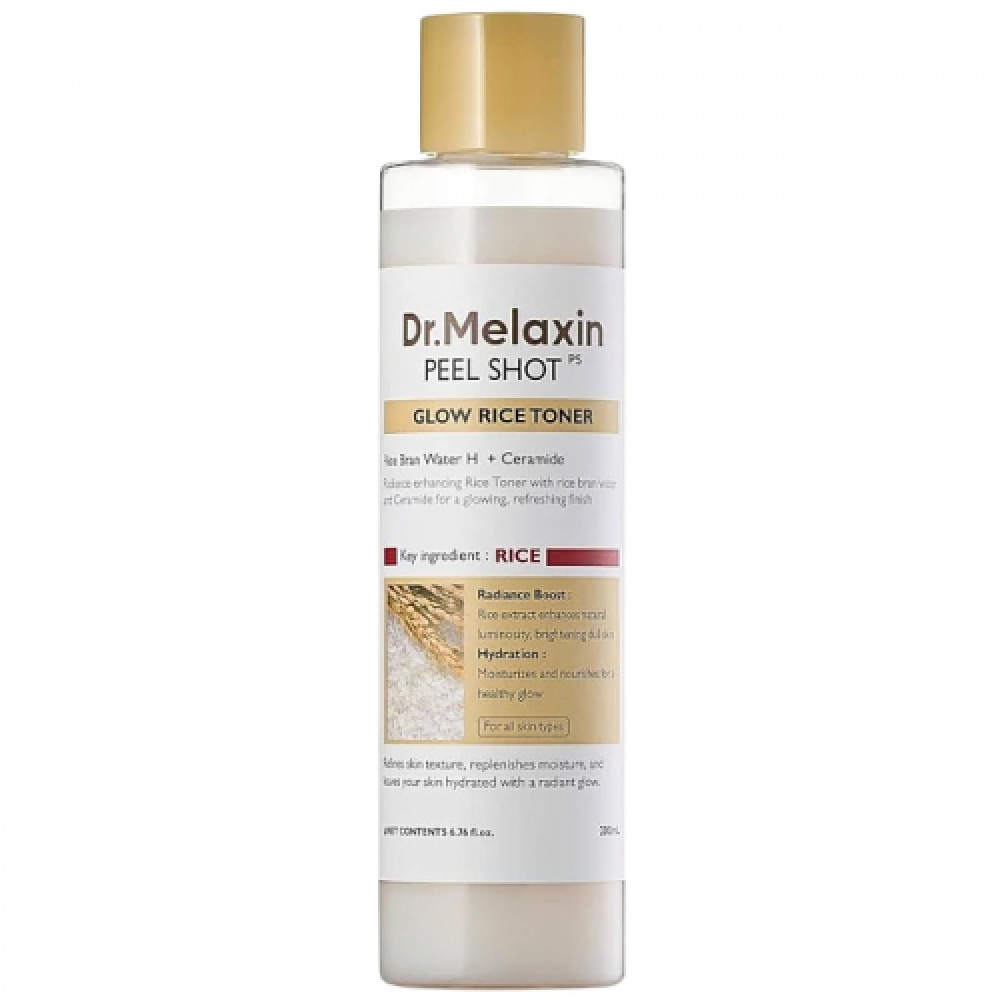 Тонер для лица Dr.MELAXIN PEEL SHOT GLOW WHITE RICE TONER 200ml - фото
