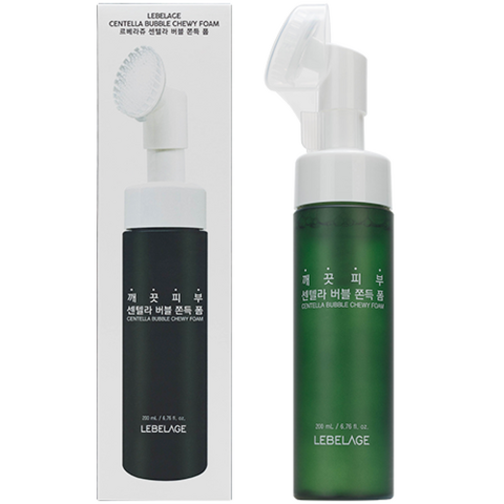 Пенка для лица очищающая с центеллой азиатской LEBELAGE CENTELLA BUBBLE CHEWY FOAM 200мл - фото2