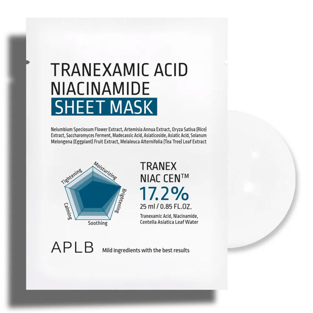 APLB Тканевая маска с транексамовой кислотой и ниацинамидом Tranexamic Acid Niacinamide Sheet Mask 25мл - фото