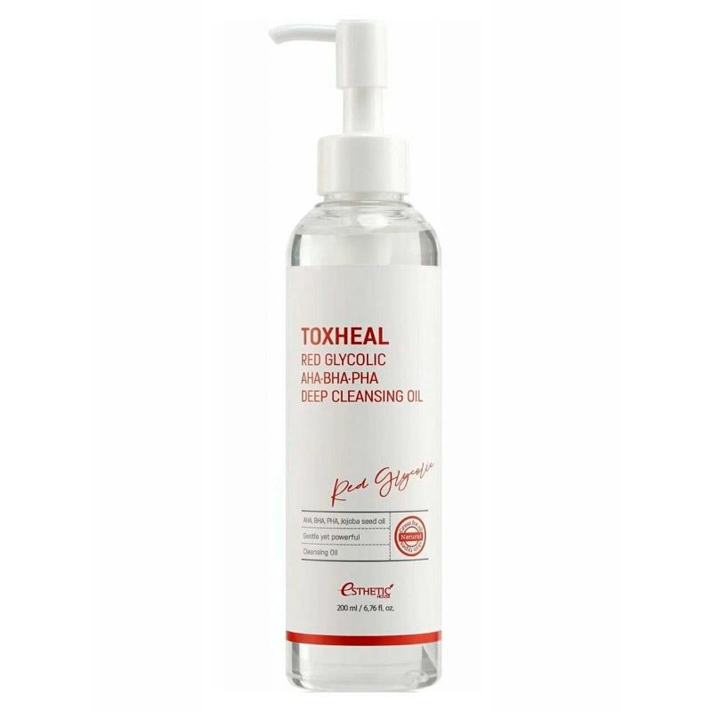 Масло гидрофильное Esthetic House TOXHEAL RED GLYCOLIC AHA, BHA, PHA DEEP CLEANSING OIL  200 мл - фото