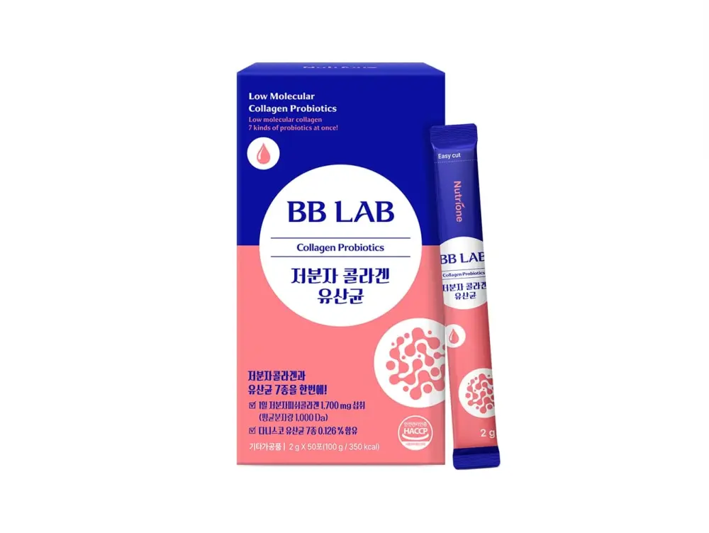 BBL009 BB LAB БАД к пище "Низкомолекулярный коллаген с пробиотиками" Low Molecular Collagen Probiotics 50 стик-пакетов по 2 г, картонная коробка - фото