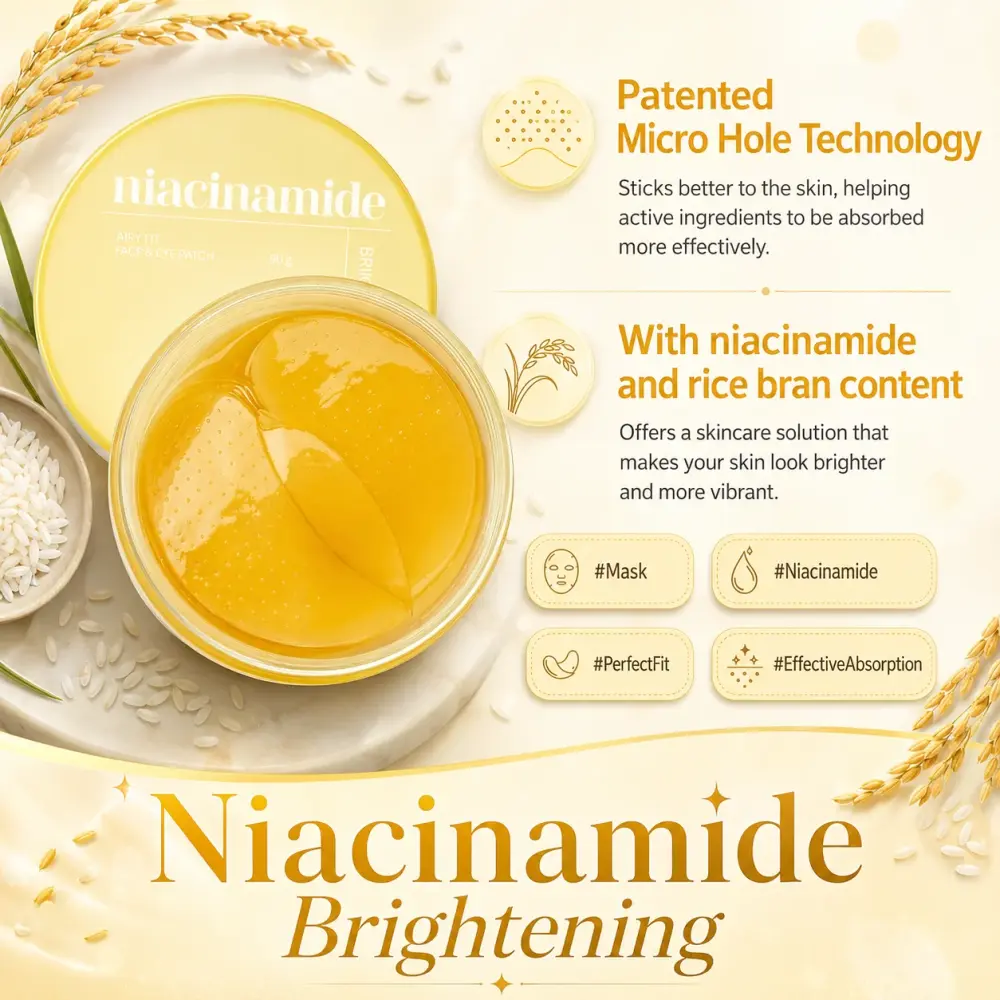 Гидрогелевые патчи с ниацинамидом Missha Airy Fit Niacinamide Brightening Face&Eye Patch 60шт - фото