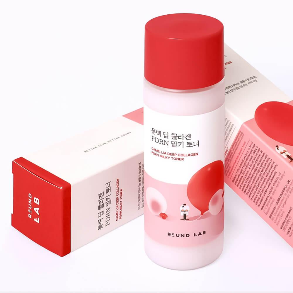 Укрепляющий тоник с коллагеном и PDRN ROUNDLAB CAMELLIA DEEP COLLAGEN PDRN MILKY TONER 150мл - фото