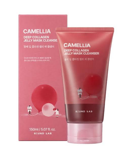 Гель-маска c камелией ROUND LAB CAMELLIA DEEP COLLAGEN JELLY MASK CLEANSER 150 мл - фото2