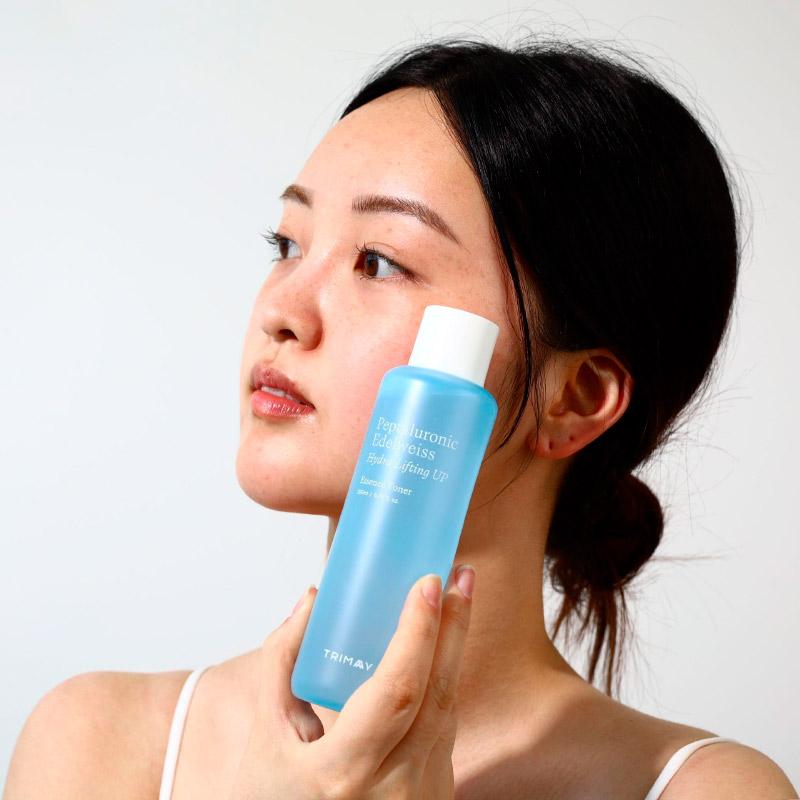 Тонер-эссенция с пептидами и гиалуроновой кислотой TRIMAY Peptaluronic Edelweiss Hydra Lifting Toner 200мл - фото2