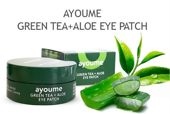 Патчи для глаз с экстрактом зеленого чая и алое AYOUME GREEN TEA + ALOE EYE PATCH 60шт - фото2